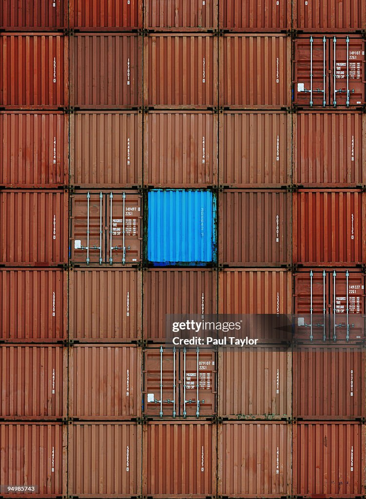 Container Single Blue Shipping Containers With One Blue High-Res Stock Photo - Getty Images