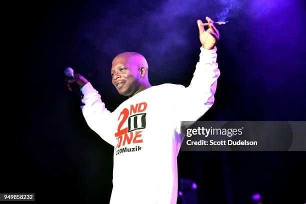 Rapper Kelton McDonald of the hip hop duo 2nd II None performs onstage during the KDay 93.5 Krush Groove concert at The Forum on April 21, 2018 in...