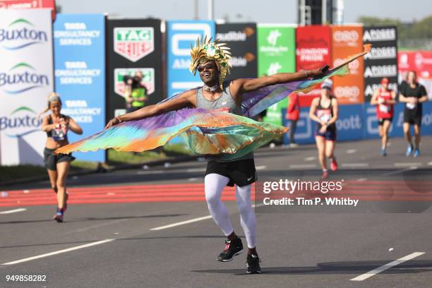 Fun runner participates in The Virgin London Marathon on April 22, 2018 in London, England.