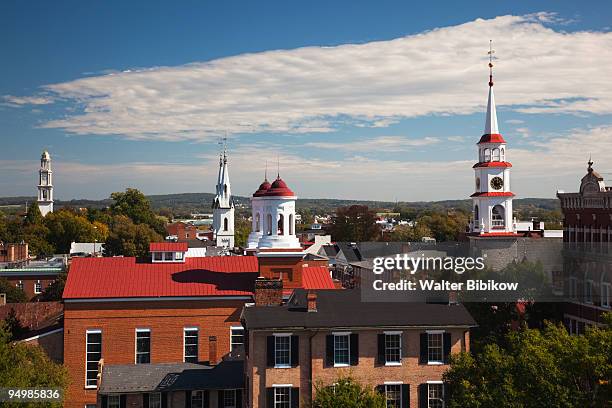 frederick, town churches from city hall - frederick bildbanksfoton och bilder