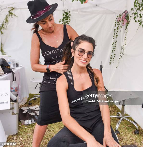 Nikki Reed styled by Raychel Harrison with Salon Nuuvo at Imagine Fest Yoga and Music Festival 2018 on April 21, 2018 in Agoura Hills, California.