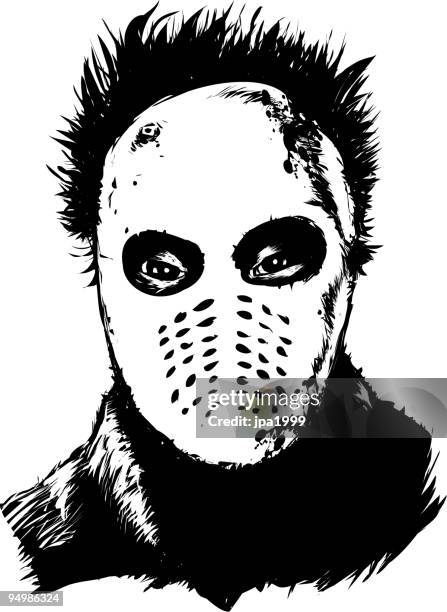 ilustraciones, imágenes clip art, dibujos animados e iconos de stock de clásico psychopath - maniaco