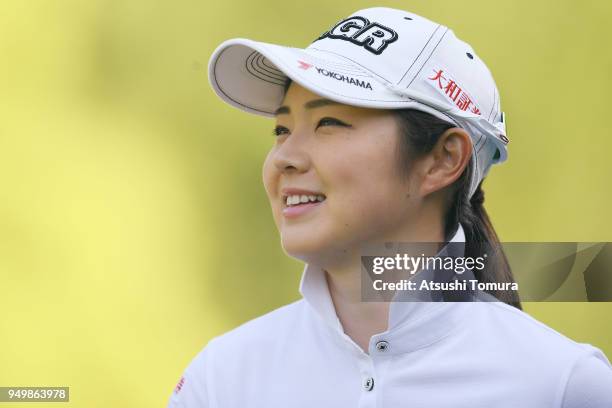 Rie Tsuji of Japan looks on during the final round of the Fuji Sankei Ladies Classic at Kawana Hotel Golf Course Fuji Course on April 22, 2018 in...