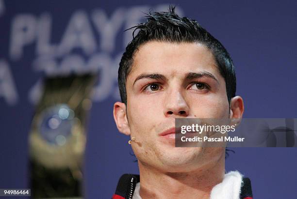 Portugal's Cristiano Ronaldo during a Press Conference for the FIFA 2009 Men's Player of the Year at the Kongresshaus on December 21, 2009 in Zurich,...