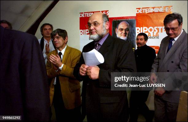 Legislative by-election in the 5th constituency of Val d'Oise. Communist candidate Robert Hue after the victory of UMP candidate Georges Mothron .