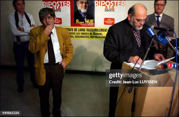 Legislative by-election in the 5th constituency of Val d'Oise. Communist candidate Robert Hue after the victory of UMP candidate Georges Mothron .