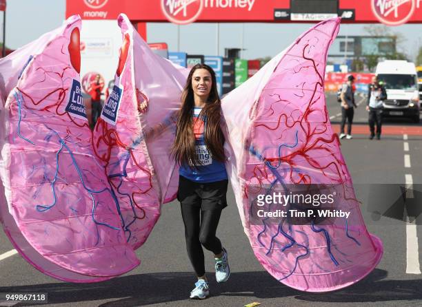 Katie Price participates in The Virgin London Marathon on April 22, 2018 in London, England.