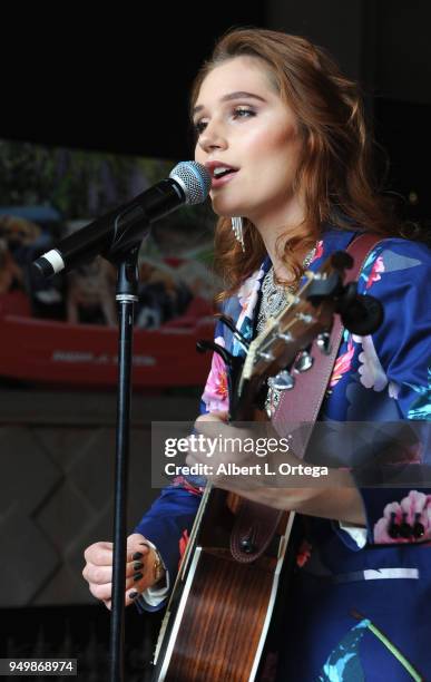 Serena Laurel performs for Brand Bash Canine's And Cocktails To Benefit The Little Red Dog held at Sowden House on April 21, 2018 in Los Angeles,...