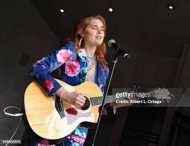 Serena Laurel performs for Brand Bash Canine's And Cocktails To Benefit The Little Red Dog held at Sowden House on April 21, 2018 in Los Angeles,...