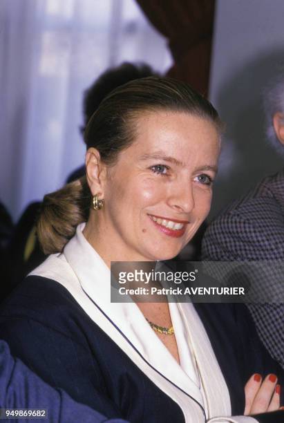 Portrait de Corinne Bouygues le 6 avril 1987 à Paris, France.