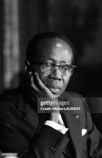 Portrait de Léopold Sédar Senghor le 9 juillet 1974 à Paris, France.