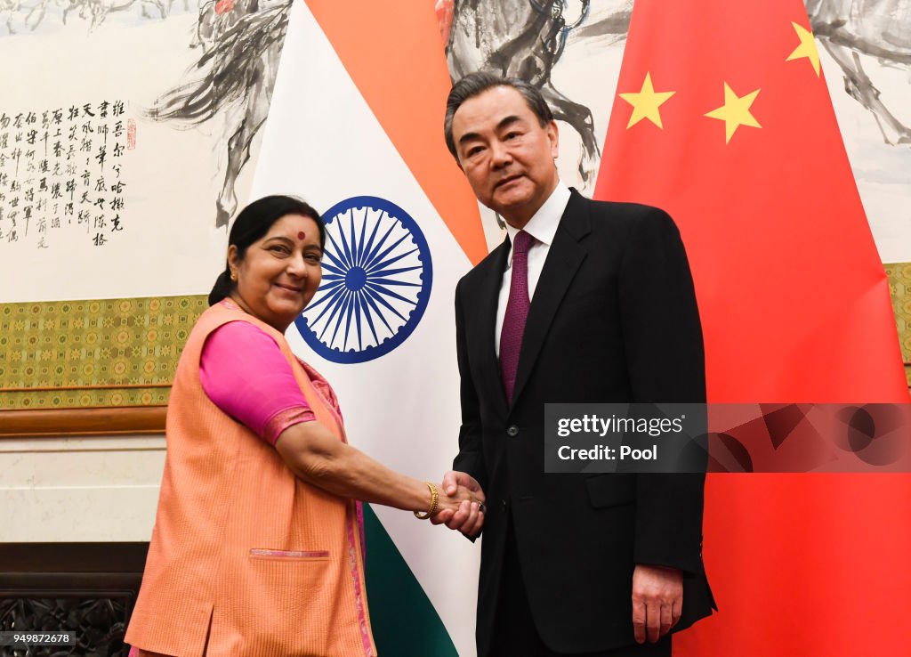 Indian Foreign Minister Sushma Swaraj Meets With Chinese Forein Minister Wang Yi