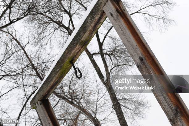 Gallows in Auschwitz I concentration camp where camp commandant Rudolf Hoess was executed on 16th April 1947, photo taken on December 17, 2009 in...