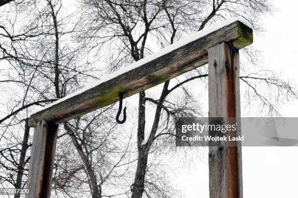 Gallows in Auschwitz I concentration camp where camp commandant Rudolf Hoess was executed on 16th April 1947, photo taken on December 17, 2009 in...