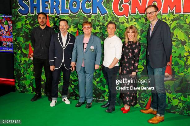 Jamie Demetriou, David Furnish, Sir Elton John, James McAvoy, Ashley Jensen and Stephen Merchant attend the Family Gala Screening of "Sherlock...