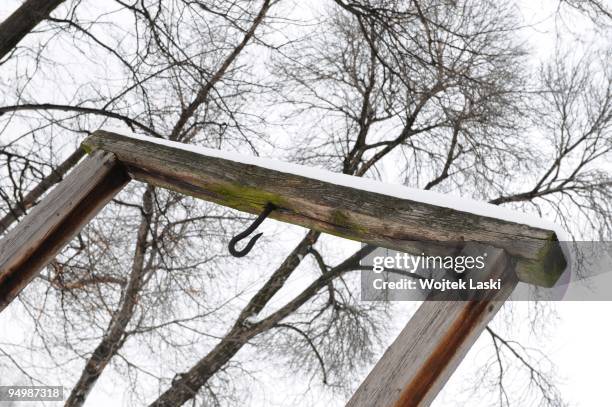 Gallows in Auschwitz I concentration camp where camp commandant Rudolf Hoess was executed on 16th April 1947, photo taken on December 17, 2009 in...