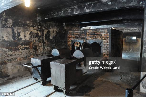 Interior of the crematorium of Auschwitz I concentration camp on December 17, 2009 in Oswiecim, Poland. Auschwitz was a network of concentration...