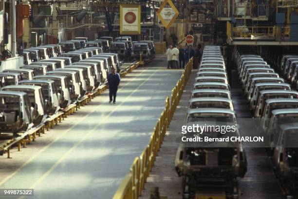 Usines Renault vides lors des grèves en avril 1982 à Aulnay-sous-Bois, France.
