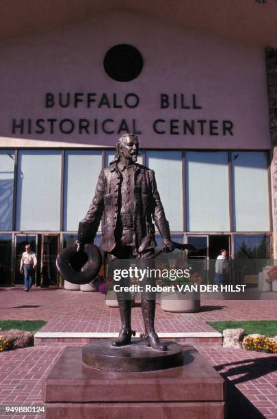 Statue de Buffalo Bill, héros de la ville de Cody en septembre 1990 aux Etats-Unis.