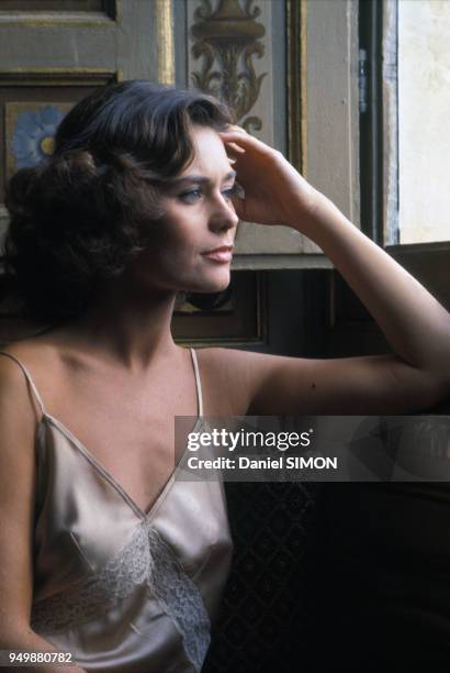 Portrait de Corinne Clery en janvier 1979, Paris, France.