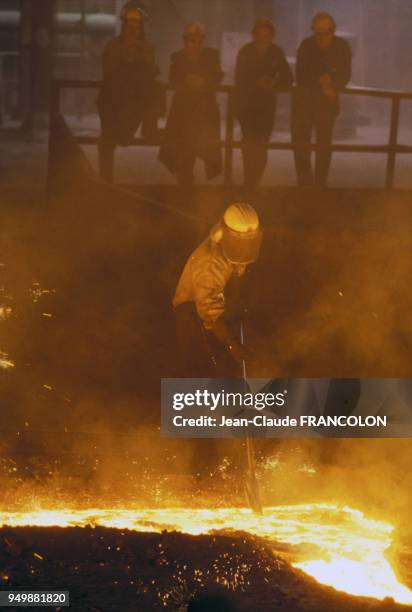 Aciéries Sacilor, novembre 1976 à Hayange en Lorraine, France.