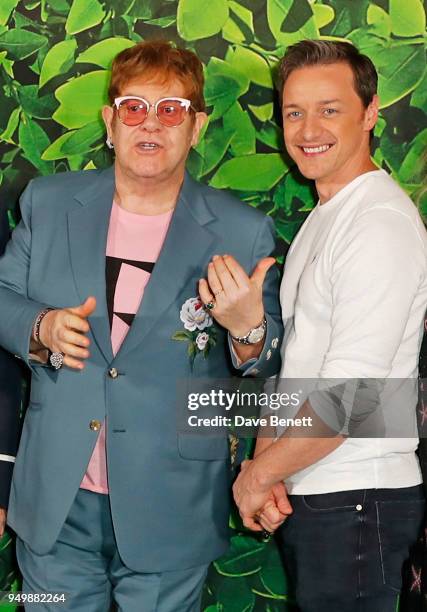 Sir Elton John and James McAvoy attend the Family Gala Screening of "Sherlock Gnomes" hosted by Sir Elton John and David Furnish at Cineworld...