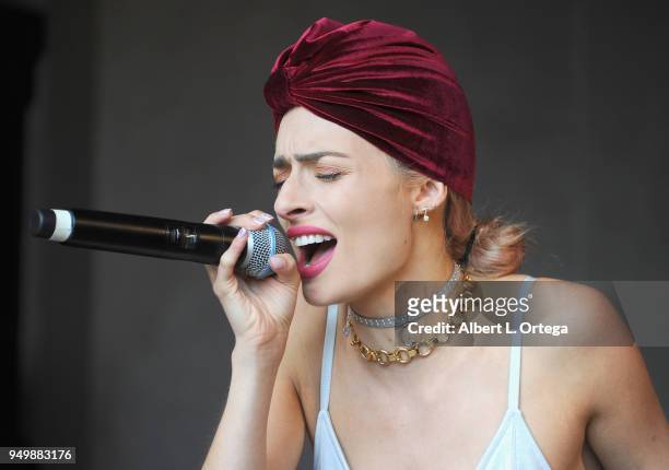 Kirsten Collins performs for Brand Bash Canine's And Cocktails To Benefit The Little Red Dog held at Sowden House on April 21, 2018 in Los Angeles,...