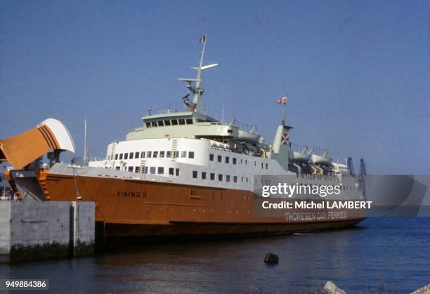 Bateau de croisière à Cherbourg dans les années 80. Circa 1980.