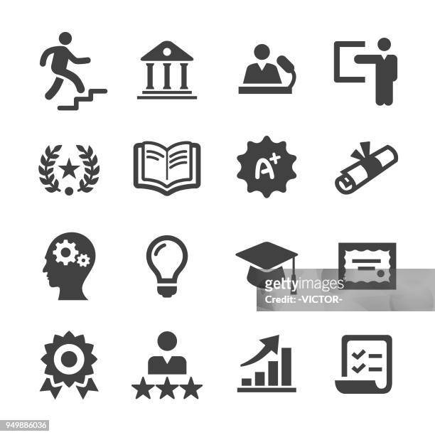 higher education icons - acme series - education building stock illustrations