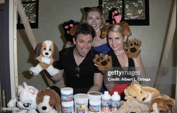 Kash Hovey, Chantele Albers and Kathy Kolla pose for Brand Bash Canine's And Cocktails To Benefit The Little Red Dog held at Sowden House on April...