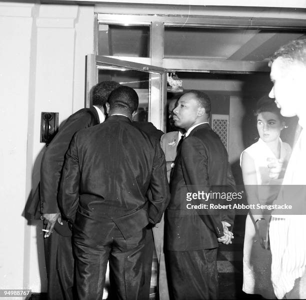 Civil rights leaders gather together during the 1964 Democratic National Convention, Atlantic City, NJ. From left to right: Bayard Rustin , political...