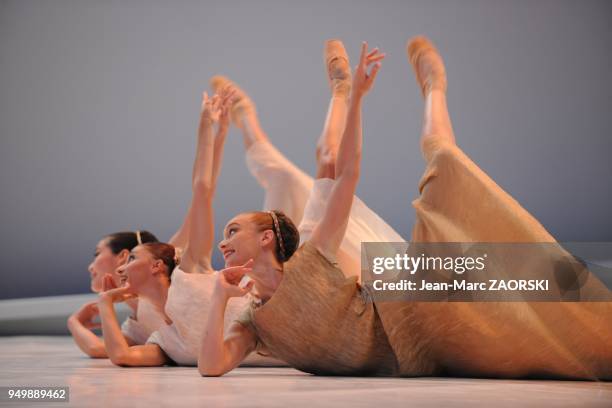 Dancers of The Ballets Of Monte Carlo in Romeo and Juliet, a contemporary dance piece choreographed by Jean-Christophe Maillot, french dancer and...