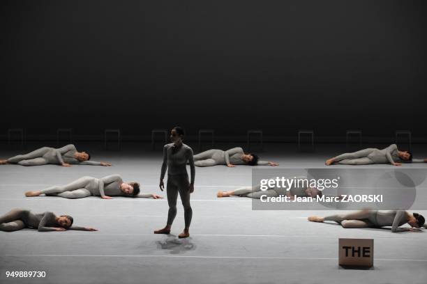 Ruth Miro Salvador and dancers of the Ballet of Opera of Lyon during Second Detail, a contemporary dance piece created in 1991 by William Forsythe,...