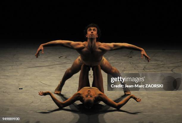 Agalie Vandamme and Julian Nicosia of the Ballet of Opera of Lyon during Petite Mort , a contemporary dance piece created in 1991 by Jiri Kylian,...
