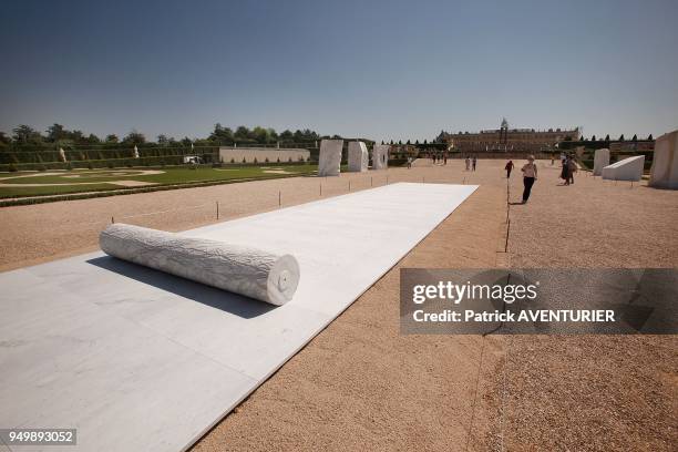 Italian artist Giuseppe Penone sculpture 'Anatomie' at Chateau de Versailles on June 6, 2013 in Versailles, France. The exhibition in the garden of...