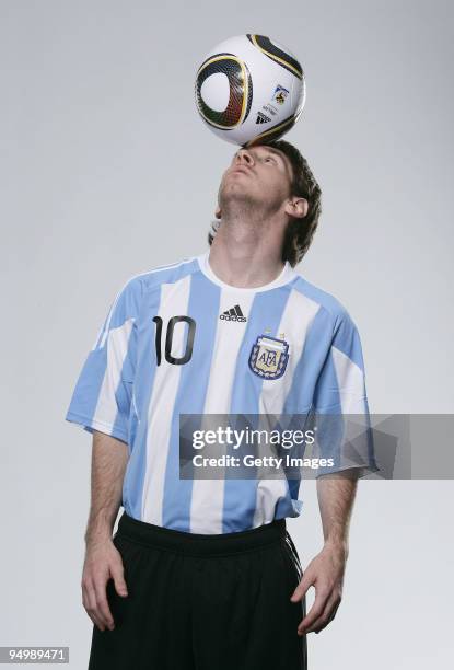 Lionel Messi of Barcelona and Argentina poses for a photograph on November 30 2009 in Barcelona, Spain. Messi was today announced as the FIFA World...