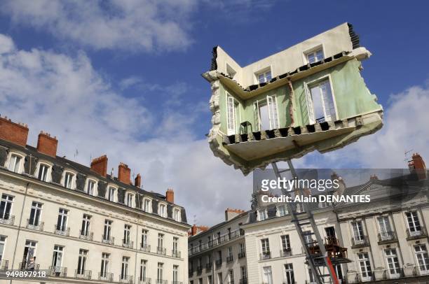 Art installation made by the Argentine artist Leandro Erlich on the Place du Bouffay, on July 09, 2012 in Nantes, western France. This work entitled...
