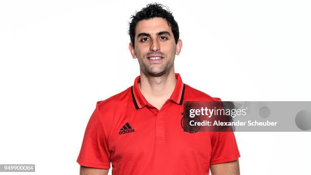 Head coach Matteo Marrucci poses during the Beach Soccer national team presentation at DFB Headquarter on April 21, 2018 in Frankfurt am Main,...