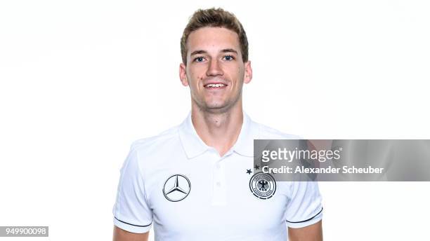 Christian Biermann poses during the Beach Soccer national team presentation at DFB Headquarter on April 21, 2018 in Frankfurt am Main, Germany.