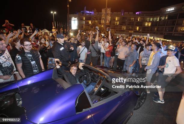 Supercars spotters taking pictures and videos during the Top Marques Monaco at the Grimaldi Forum on April 22, 2018 in Monte-Carlo, Monaco.The Top...