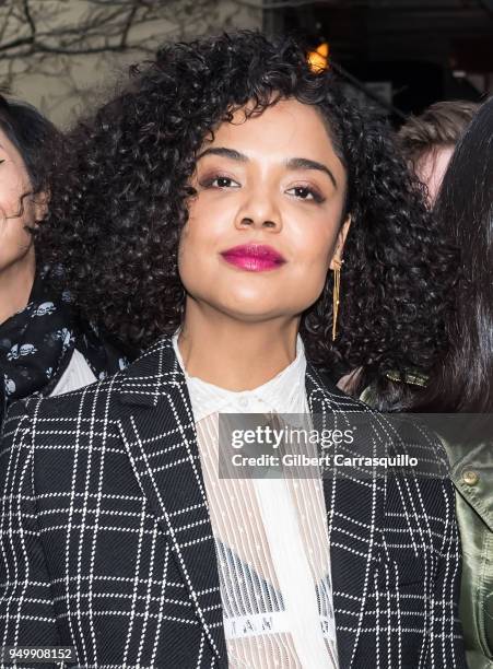 Actress Tessa Thompson arriving to the screening of 'Little Woods' during the 2018 Tribeca Film Festival at SVA Theatre on April 21, 2018 in New York...