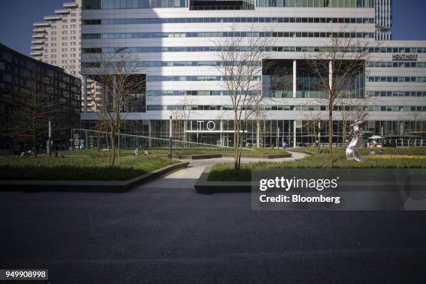 Buildings stand in the Zuidas financial district in Amsterdam, Netherlands, on Friday, April. 20, 2018. Brexit will lead as many as 30 significant...