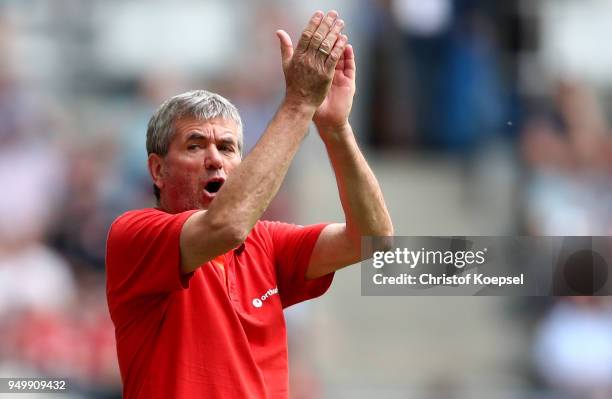 Head coach Friedhelm Funkel of Duesseldorf reacts during the Second Bundesliga match between Fortuna Duesseldorf and FC Ingolstadt 04 at Esprit-Arena...