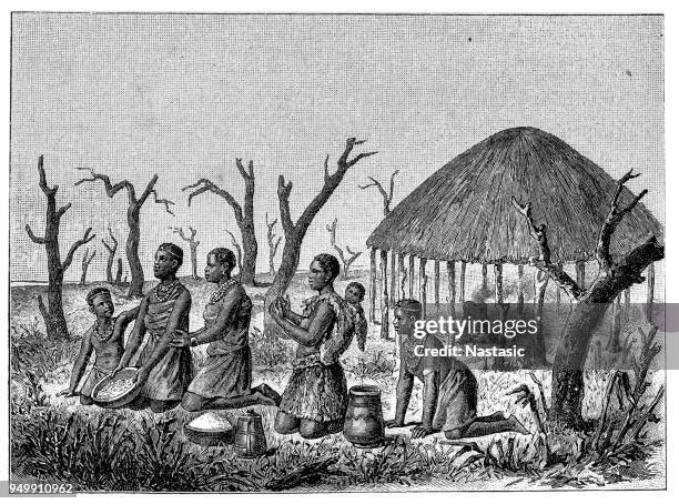 african woman ,the most beautiful of their tribes, give gifts - botswana history stock illustrations