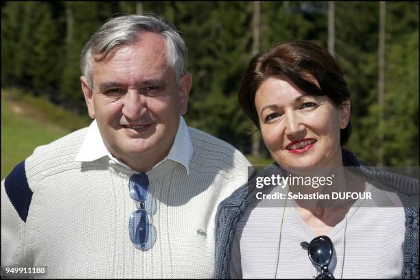 Prime minister Jean Pierre Raffarin in holidays with his wife Anne Marie in Combloux.