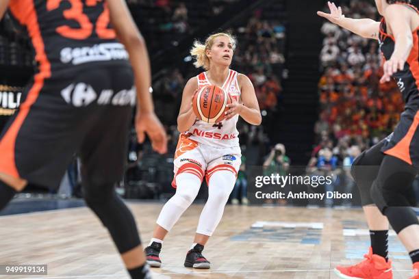 Amel Bouderra of Charleville during the French Final Cup match between Charleville and Bourges at AccorHotels Arena on April 21, 2018 in Paris,...