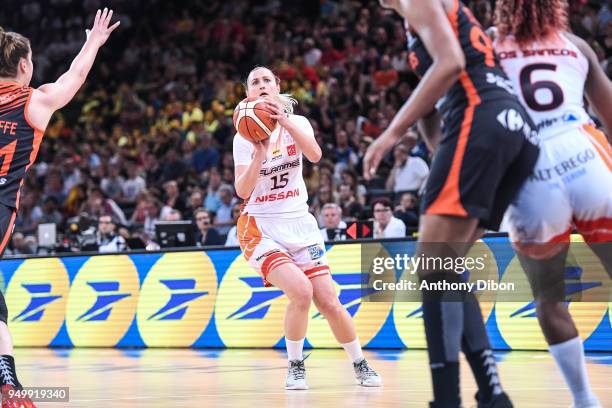 Valeriya Berezhynska of Charleville during the French Final Cup match between Charleville and Bourges at AccorHotels Arena on April 21, 2018 in...