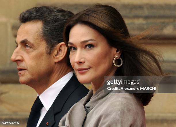 France's President Nicolas Sarkozy and France's first lady Carla Bruni-Sarkozy.