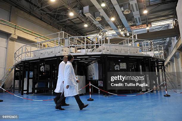 General view of a production line for photovoltaic panels in the new Moncada Solar Equipment plant on December 21, 2009 in Campofranco near...