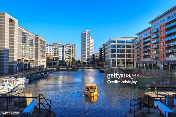 water taxi in leeds dock - kelvinjay stock pictures, royalty-free photos & images
